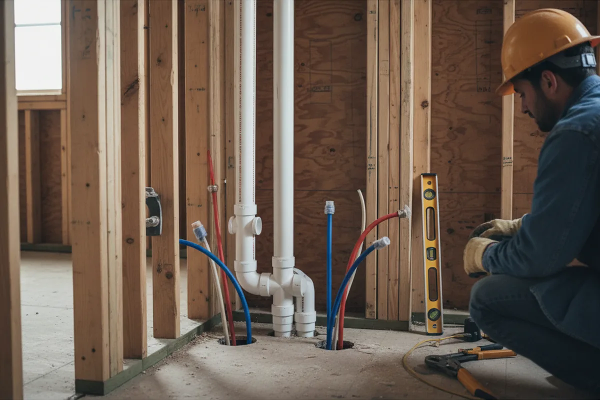 Drain and supply rough-in during Sump Pump Repair in Mebane