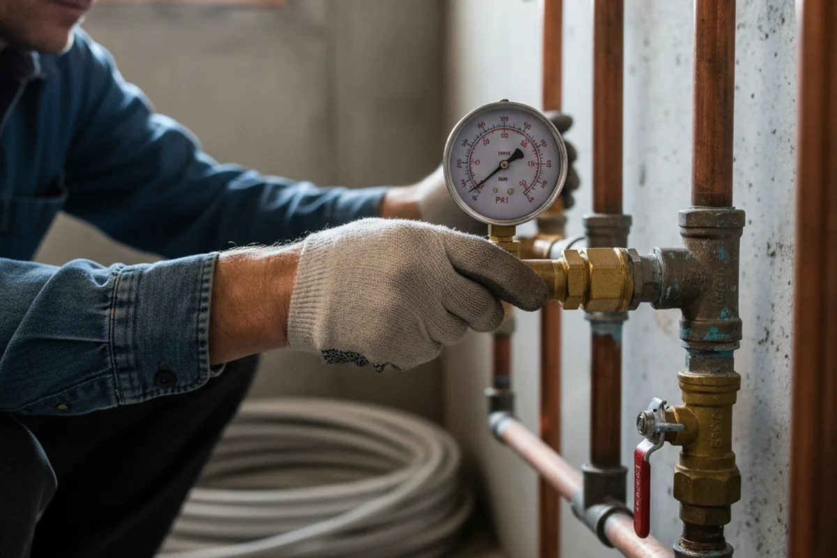Pressure testing a repaired line during Water Line Repair in Mebane